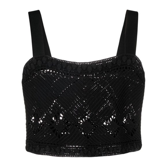 NWT $265 MAJE BLACK CROCHET KNIT TOP  SIZE 2 US MEDIUM - Picture 2 of 9